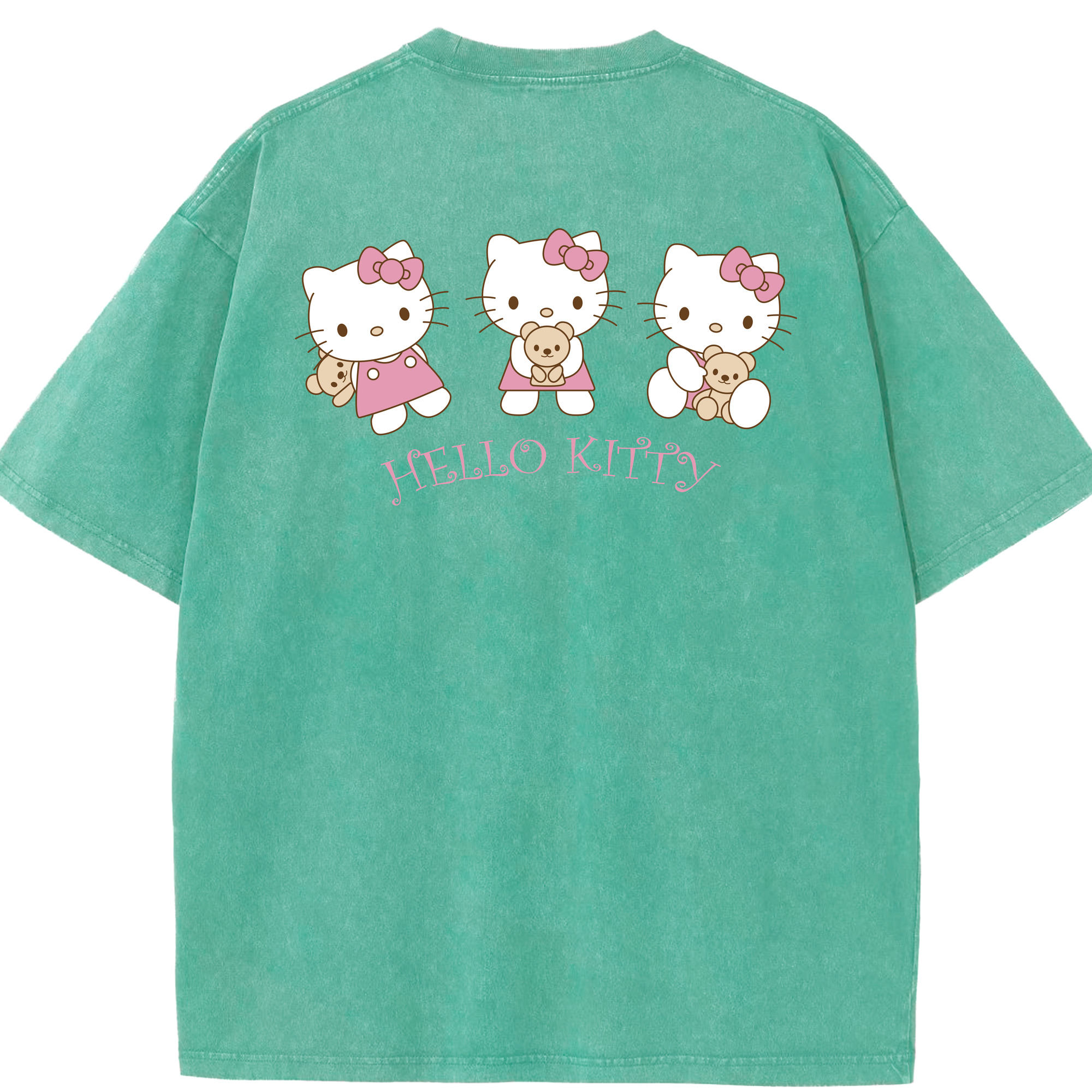（画像用） Hello Kitty ハローキティ 綿100% ヴィンテージ風 半袖Tシャツ（背面プリント）